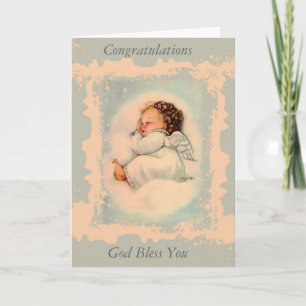 Slaap Baby Guardian Angel Blue Peach Kaart