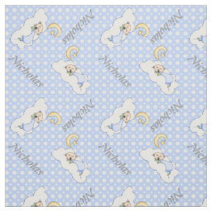 Slaap baby jongen, manen & blauwe polka dot kinder stof