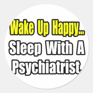 Slaap bij een psychiater ronde sticker