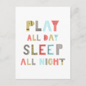 Slaap de hele dag Slaap de hele nacht Briefkaart (Voorkant)