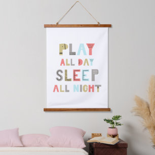 Slaap de hele dag Slaap de hele nacht Hangend Wandkleed