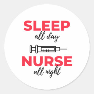 Slaap de hele dag zurgen de hele nacht 2 ronde sticker