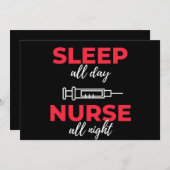 Slaap de hele dag zuster de hele nacht feestdagenkaart (Voorkant / Achterkant)