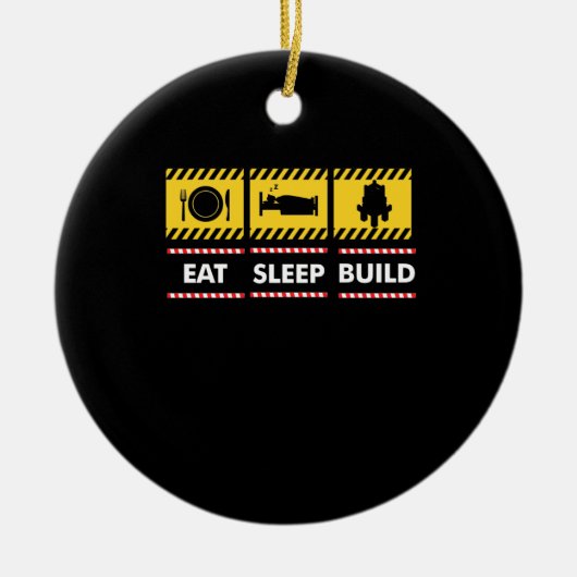 Slaap-Eat bouwstijl Herhaal bouwstenen blokken Keramisch Ornament (Voorkant)