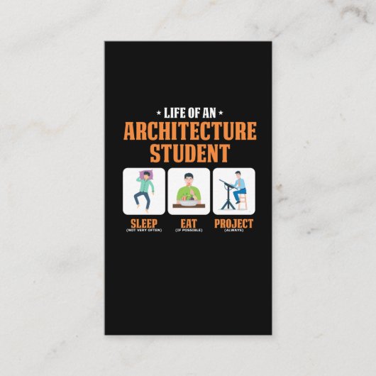 Slaap Eat Project Funny Architecture Student Life Visitekaartje (Voorkant)