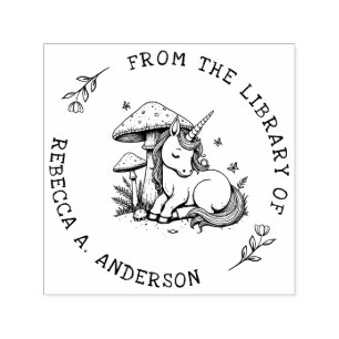 Slaap Eenhoorn Toadstool Bookplate Stamp Zelfinktende Stempel