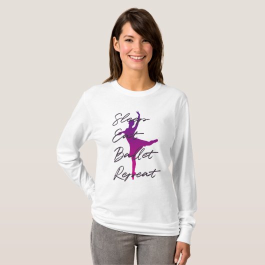 Slaap, eet, ballet, herhaal t-shirt (Voorkant volledig)
