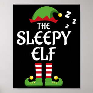 Slaap Elf Familie Matching Groep Kerstmis Poster