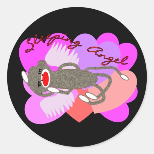 Slaap Engel Sock Aap Ronde Sticker (Voorkant)