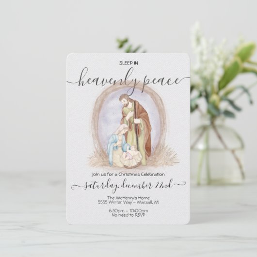 Slaap in de Hemelse Vrede Kerstmis Kaart (Staand voorkant)