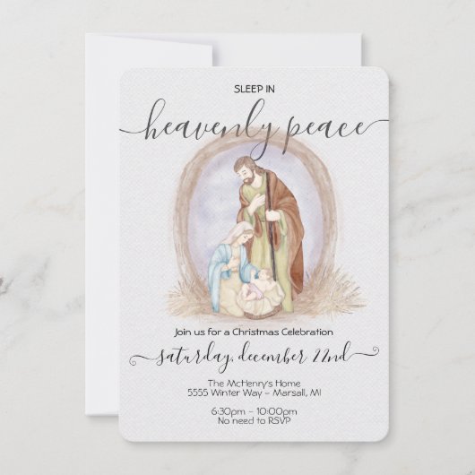 Slaap in de Hemelse Vrede Kerstmis Kaart (Voorkant)
