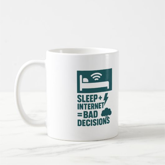 Slaap + internet = slechte beslissingen koffiemok (Links)
