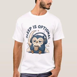 Slaap Is Optioneel Knuffel Uil Koffieliefhebber T-shirt