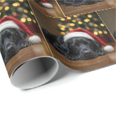 Slaap Kerst Zwarte Labrador Retriever Cadeaupapier (Rol Hoek)