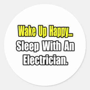 Slaap met een elektricien ronde sticker