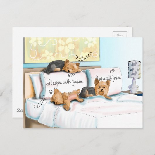 Slaap met Yorkies door Catia Cho Briefkaart (Voorkant / Achterkant)