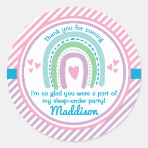 Slaap onder de helft slaap over de regenboog ronde sticker