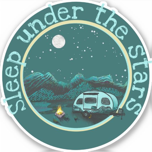 Slaap onder de sterren RV Sticker (Voorkant)