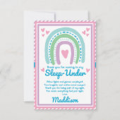 Slaap onder half slaapfeest over regenboog bedankkaart (Voorkant)