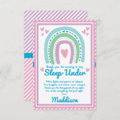 Slaap onder half slaapfeest over regenboog bedankkaart (Voorkant / Achterkant)