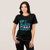slaap-pizza herhalen Tri-Blend shirt (Voorkant volledig)