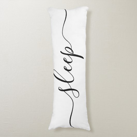 Slaap Rest White Black Script omkeerbaar Lichaamskussen (Voorkant Verticaal)