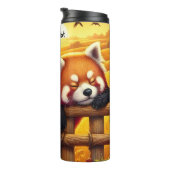 Slaap rode panda op het hek thermosbeker (Geroteerd rechts)