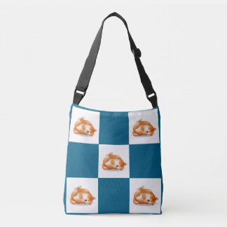 Slaap Shiba Inu geruit patroon crossbody tas