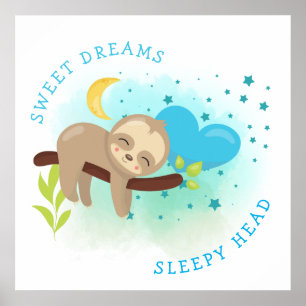 Slaap Slaap Sweet Dreams Slapy Head Baby Boy Poster