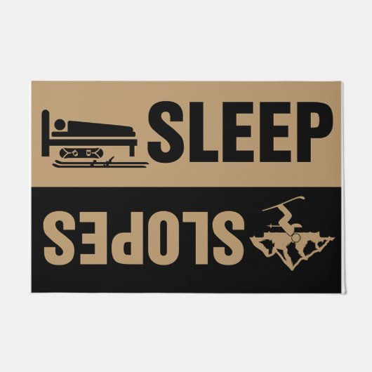 Slaap Slope Doormat, Ski Lodge Decor Welcome Deurmat (Voorkant)