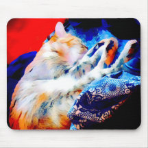 Slaap Tabby Cat Kleurrijke Muizenpad