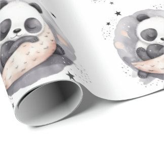 Slaap Tijd Waterverf Baby Panda Beer Cadeaupapier