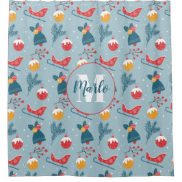 Slaap voor kerstmis, blikken en Ornamenten Douchegordijn