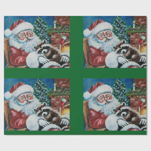 Slaap wasbeer en de kerstman cadeaupapier (Vlak)