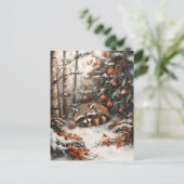 Slaap Wasbeer grillige rustieke kerst Briefkaart (Staand voorkant)