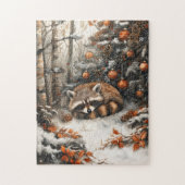 Slaap Wasbeer grillige rustieke kerst Legpuzzel (Verticaal)