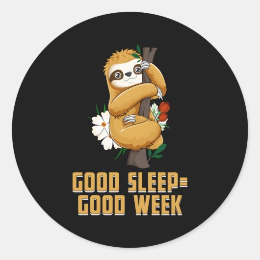 Slaap Week Introvert Sloth Antisociaal Lazy Ronde Sticker (Voorkant)