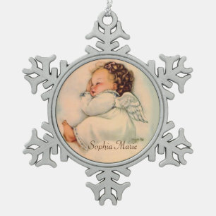 slaapbaby Girl Angel Tin Sneeuwvlok Ornament