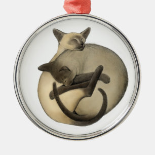 Slaapbak van Siamese katten Metalen Ornament