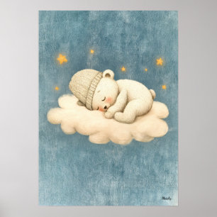 Slaapbeerwolk Kinderkamer Baby Illustratie Poster