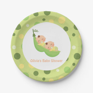 Slaapde Slakken in een Peul Tweeling Baby Shower B Papieren Bordje