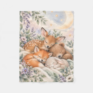 Slaapdieren in het bos watercolor baby fleece deken
