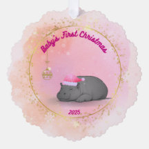 Slaapdronken nijlpaardbaby - papieren ornament