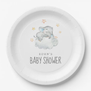 Slaapend Baby shower van kleine olifanten Papieren Bordje