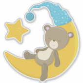 Slaapend Beer, stut Beer, Beer op de maan Sticker (Voorkant)