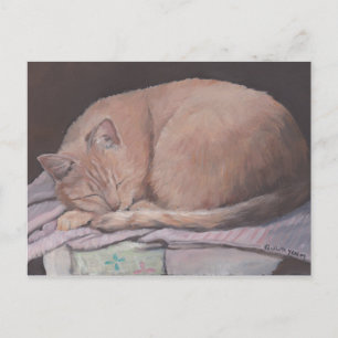 Slaapend Briefkaart met Kitty Cat Art