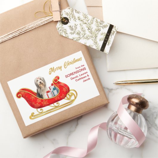 Slaapend collie Dog-kerstkledij Rechthoekige Sticker (Geschenken)