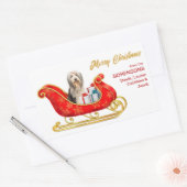 Slaapend collie Dog-kerstkledij Rechthoekige Sticker (Envelop)