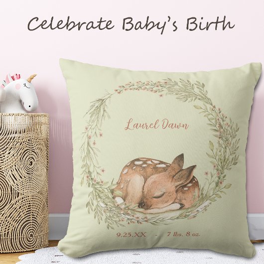 Slaapend deer Fawn Spring Leaf Wreater Kussen