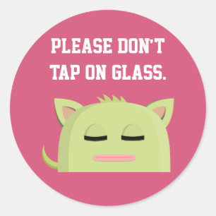 Slaapend Kat niet op glas tikken Ronde Sticker